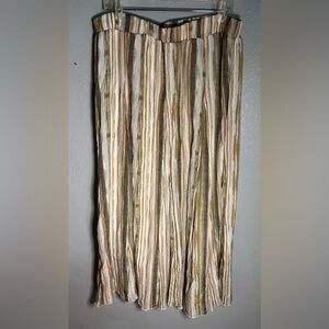 Indigo Rose Womens Maxi Skirt SZ XL Pull On Earthtone Stripes Elastic Waistband‎